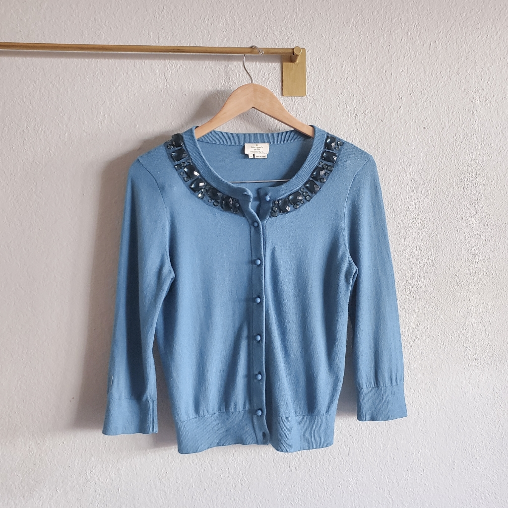 Kate Spade Embellished Jeweled Collar Cardigan